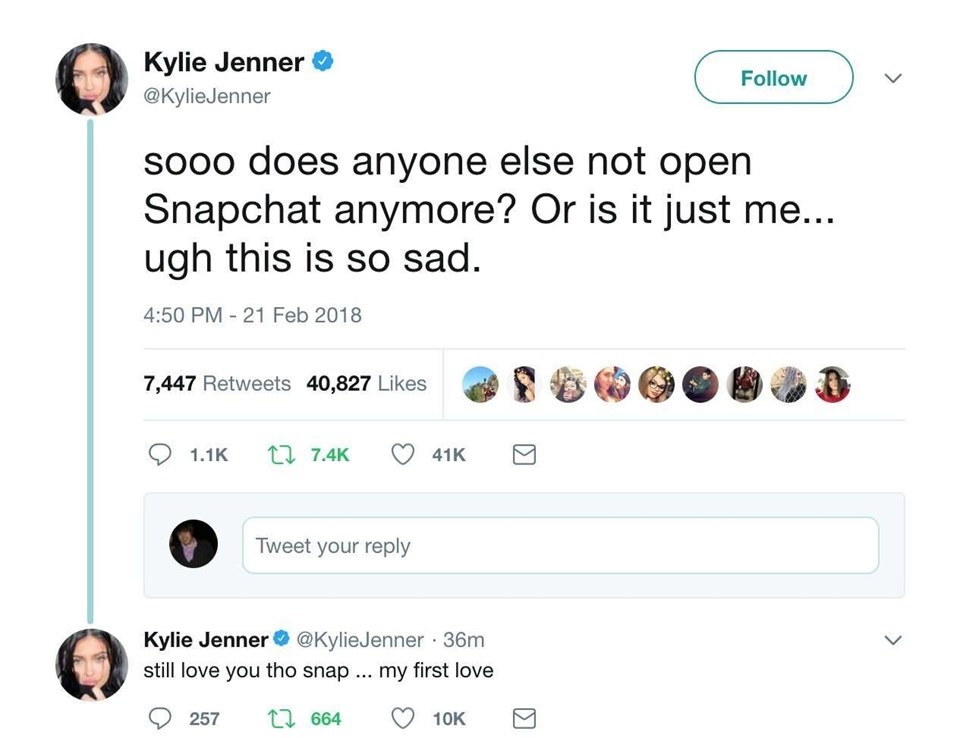 Kylie Jenner Tweets About Snapchat
